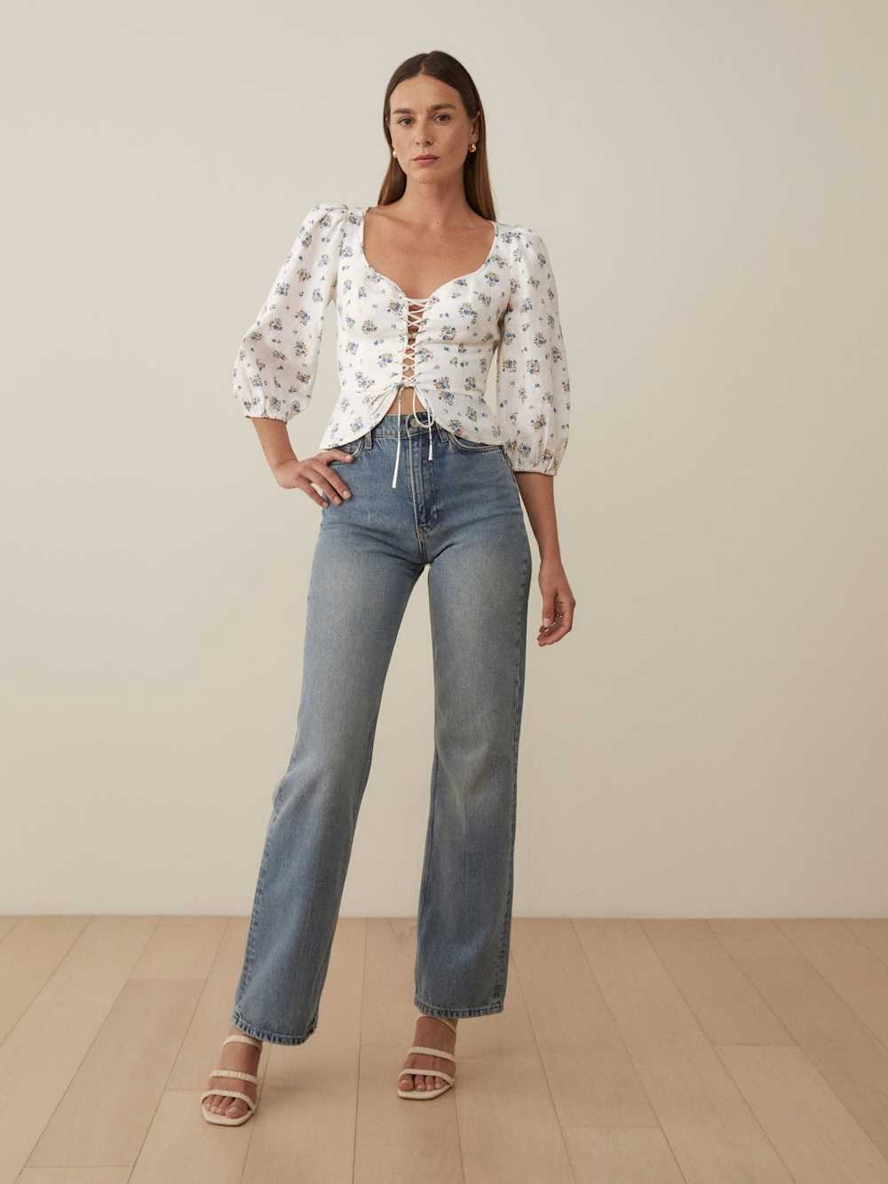 [reformation] barrett linen floral top - Picture 4 of 11